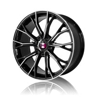 BM355 19x8.5 ET35 5x120 Gloss Black Machined Lip Milled Window